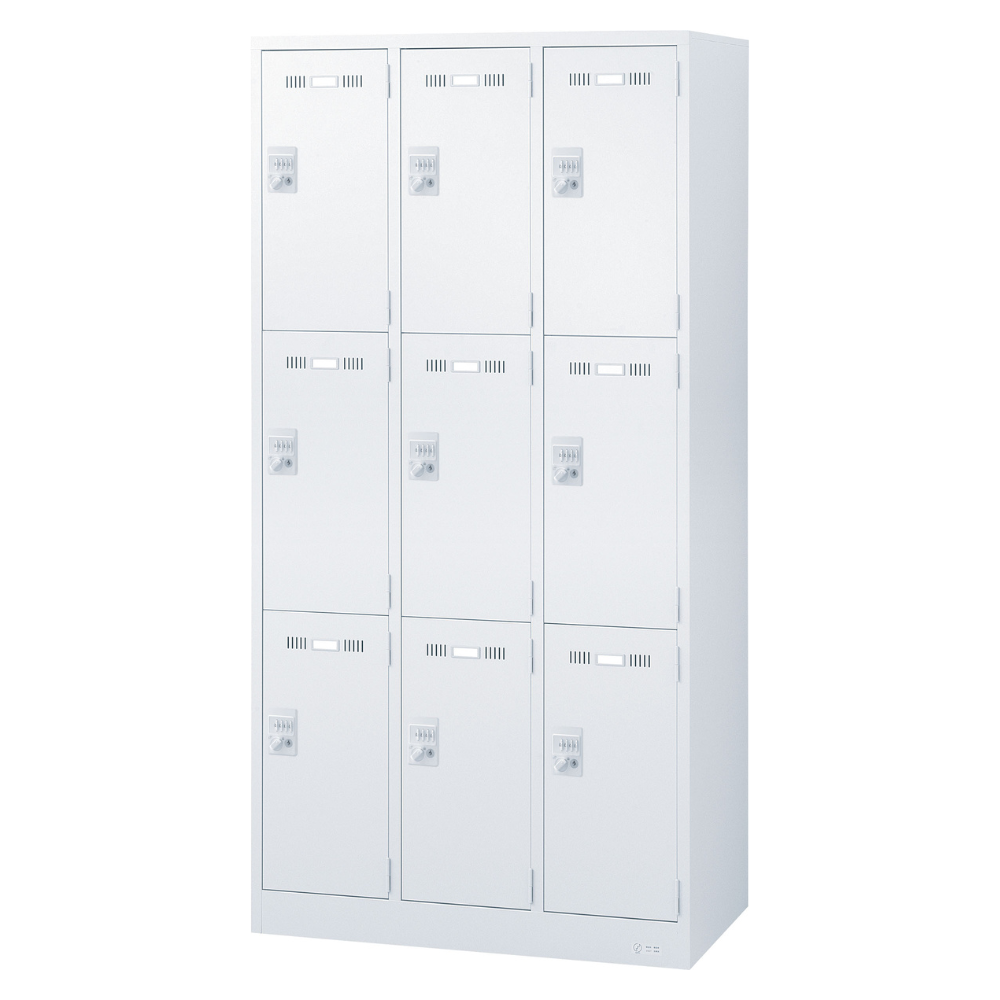 スチールロッカー 3段9人用 W900×D515×H1790mm 下置用 ダイヤル錠