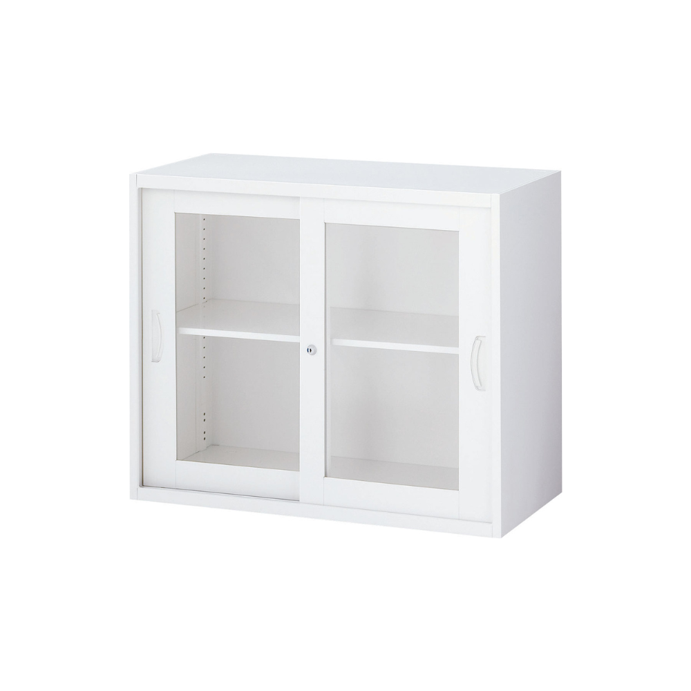 【SKR-SFシリーズ】キャビネット ガラス2枚引違い 高さ750mm 上下兼用