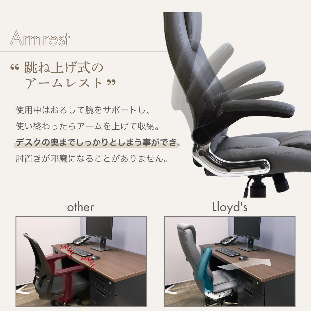 オフィスチェア エグゼクティブチェア 跳ね上げ式アームレスト式