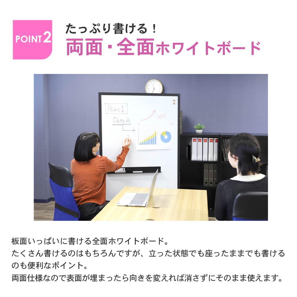 ホワイトボード パーテーション 脚付 スチールタイプ 両面 900×1600mm