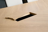 【オフィス空間オリジナル】舟底ヘリンボーン柄テーブル（奥行1200mm） 配線ボックス付き