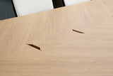 【オフィス空間オリジナル】舟底ヘリンボーン柄テーブル（奥行900mm） 配線ボックス付き