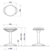 スイングハイスツール W424×D338×H570-720mm