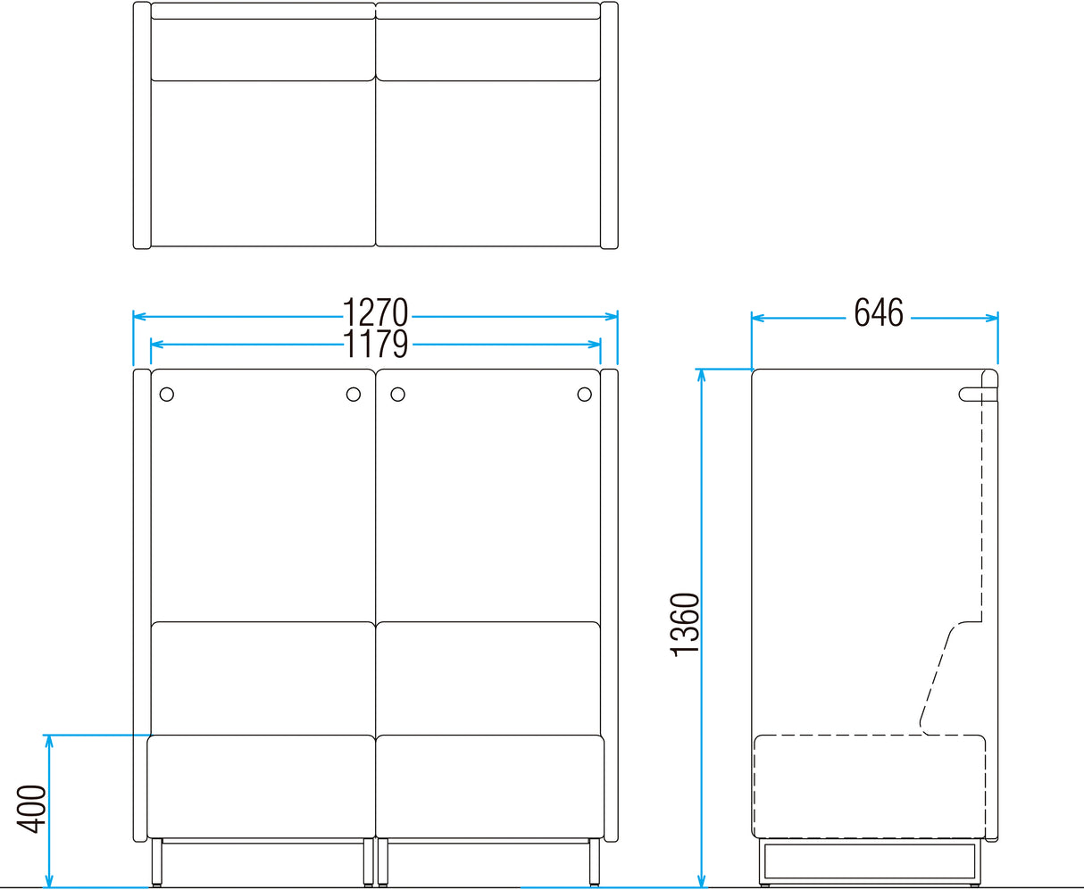 パネルソファ W1270×D646×H1360mm