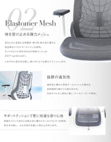 オフィスチェア メッシュチェア ホワイトフレーム 肘付 ヘッドレスト付　